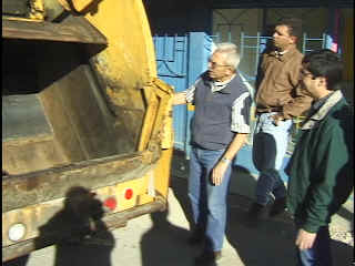 Jack Emery instructs Alfredo on the Rotary Club's new gift